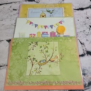 New Greeting Cards Lot Of 3 With 3D Accents Happy Birthday Blank Inside Sealed